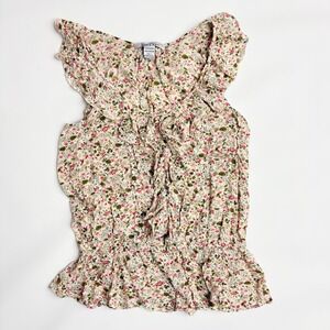 Women's Sleeveless Peplum Top‎ Small Floral Ruffle Boho Fairy Romantic Coquette